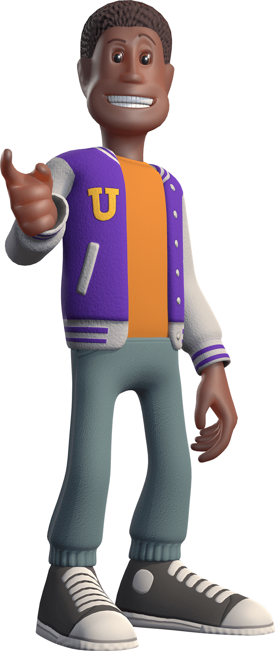 character-1 student pointing